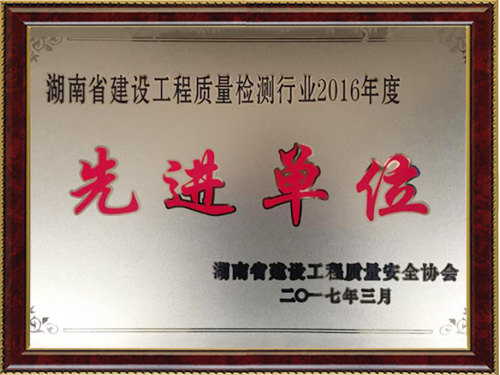 2016检测行业先进单位