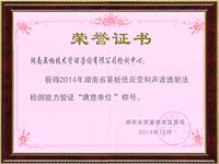 2014基桩检测能力获奖证书